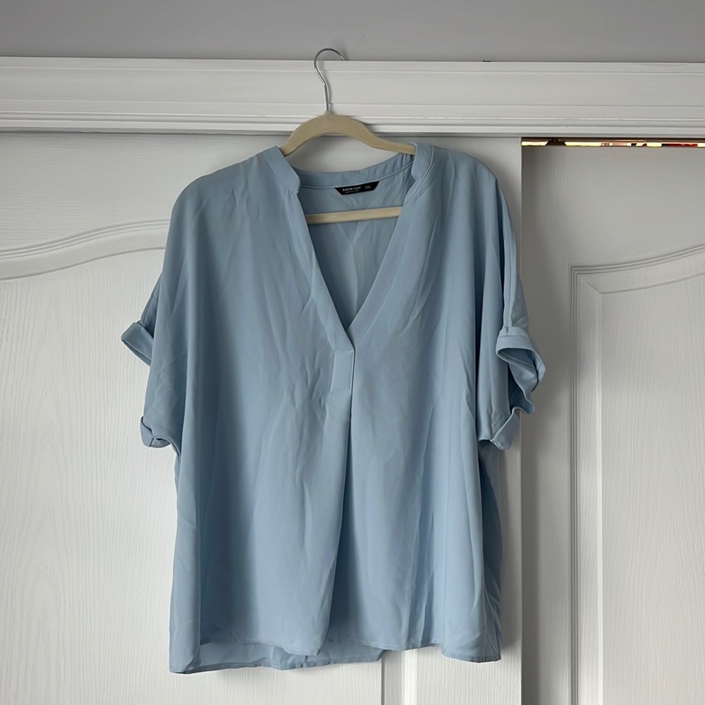 Light Blue Short Sleeve Blouse